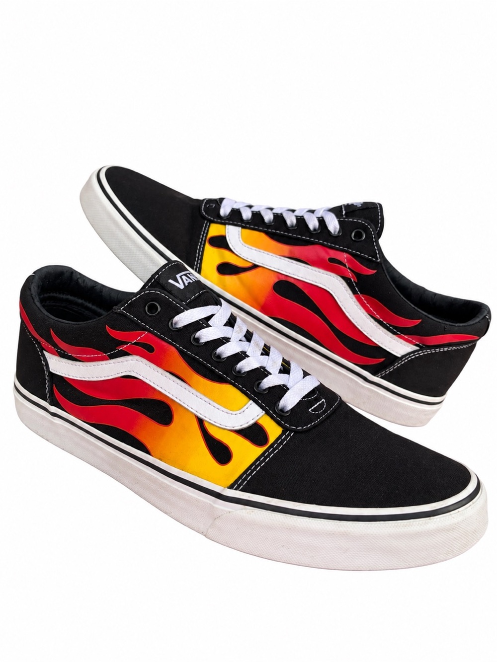 Vans Old Skool Flames Black Red Yellow Skate Sneakers Men’s 13